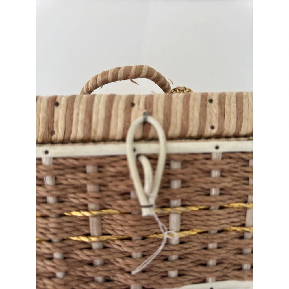 Vintage Sewing Basket Notions Box Woven Decorative Trinket Storage Used Grandma